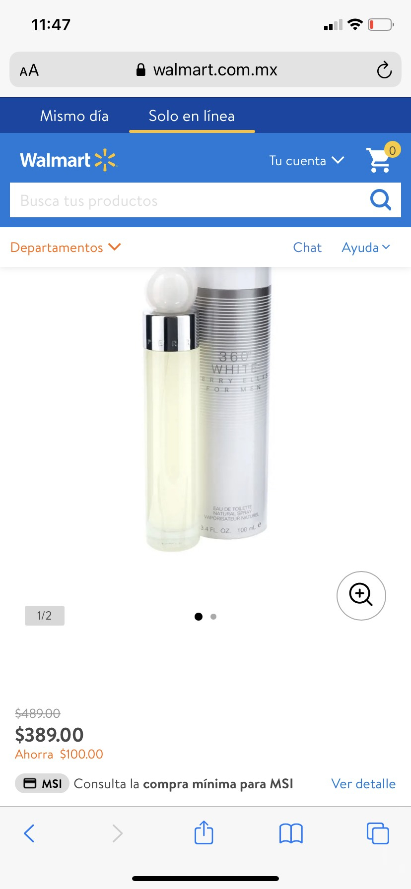 Walmart Perry Ellis 360 white para caballero