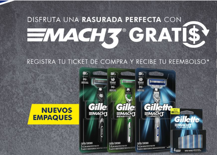 Gillette Mach3: Compra 2 Productos, Registra tu ticket y recibe reembolso